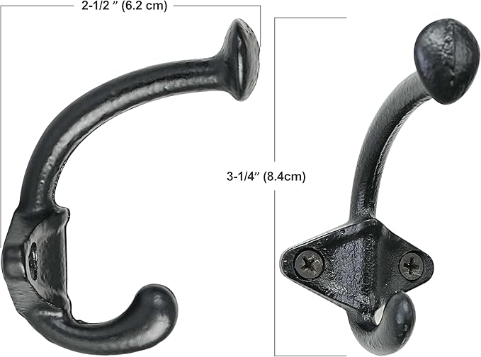 Dseap Cast Iron Wall Hooks, Heavy Duty Coat Hooks, Rustic Vintage Farmhouse Hook for Hanging Winter Coats Jackets Towels Hats Bags Plants, Mint Green, Pack of 5 (ShldCast)