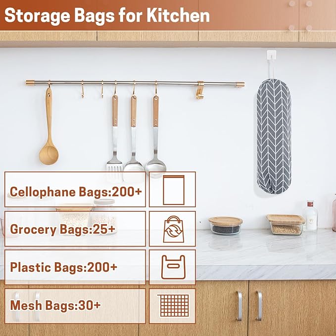 SWISSELITE 2Pcs Plastic Bag Holder, Reusable Plastic Bag Organizer Wall Mount, Large Grocery Bag Storage Dispenser, 22x9 IN