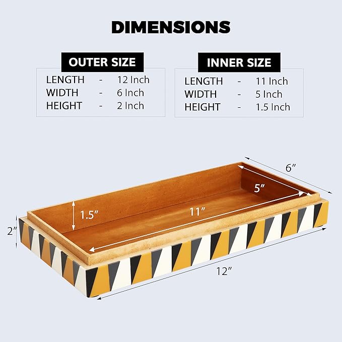 Handicrafts Home Large Decorative Storage Box with Lid – Black and White Coffee Table Storage Box, Remote Control Holder, Keepsake Storage Box for Living Room & Shelf Decor – Puzzle Guild 12 x 6 x 2
