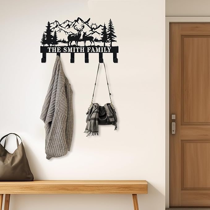 Personalized Metal Coat Hooks Wall Mount and Coat Rack Hanger for Hanging and Storage Ideal for Living Room, Hallway, Office, Backpack, Bags, Towel, Clothes and Hat