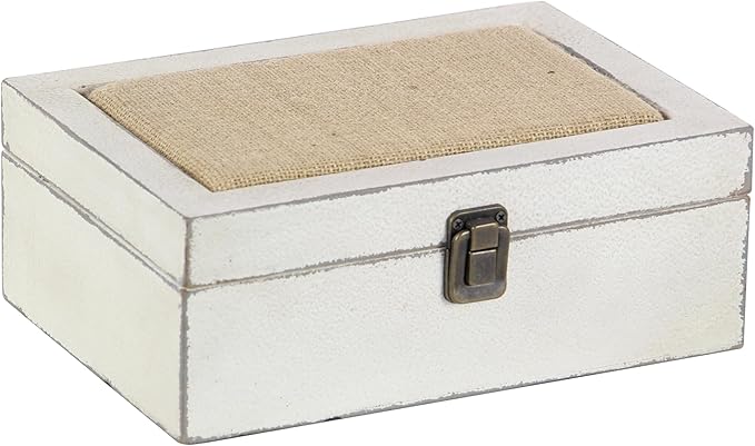 Deco 79 Wooden Decorative Box Decorative Keepsake Boxes with Hinged Lid, Set of 2 Storage Boxes 10", 8"W, White