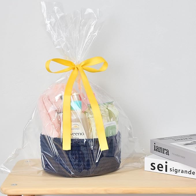 ABenkle Small Woven Basket, Empty Tiny Shallow Storage Basket, Mini Cotton Rope Baskets, Round Decorative Hamper, Basket Storage Bins for Toys, Spa, Socks, Nursery, Living Room