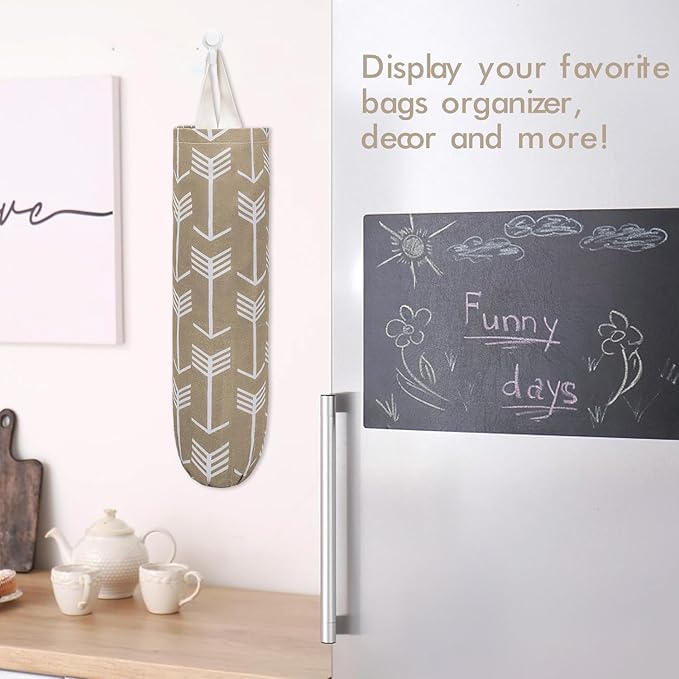 TOGETRUE Plastic Bag Holder, Washable Grocery Bag Holder Organizer, Large Wall Mount Trash Storage Dispenser for Home, Kitchen, Travelling (Khaki)