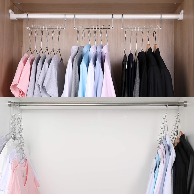 Meetu Closet Organizer - 9.5 Inch Cloth Hanger Magic Space Saving Hangers for Wardrobe Organization (Pack of 8)