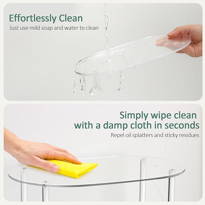 Clear Kitchen Cabinet Organizer, Acrylic Shelves Set of 2 Stackable Counter Shelves, Pantry & Countertop Storage, Space-Saving Bathroom/Desk Organizer