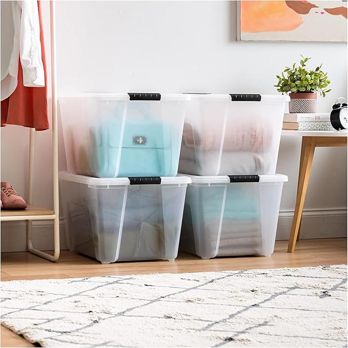 IRIS USA 8 Pack 54 Qt Storage Bins Plastic Gasket Box with Tight Latching Lids