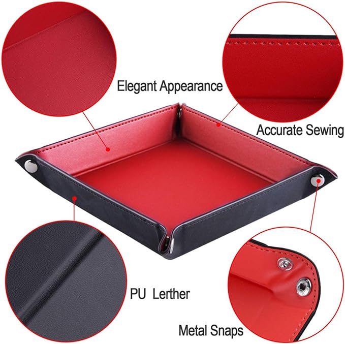 siduater Valet Tray Desktop Storage Organizer – Vegan Leather Catchall Tray Bedside Vanity Tray Nightstand Caddy Holder for Remote Controller, Watch, Keys, Phone, Wallet, Coin, Jewelry, Black