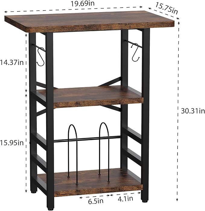 Record Player Stand with Extended Desktop,Large Record Player Table with Vinyl Storage,Tall Turntable Stand with Record Holder Vinyls Display Shelf for Music Room Studio, Rustic Brown