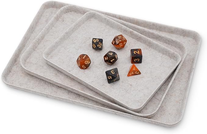Welaxy Desk Drawer Felt DND dice Games Tray EDC Catchall nightstand multitray Entryway Bedside Caddy Counter Organize for Keys Jewelry Perfume Glasses Watches Sorting 3-Piece (Oatmeal)