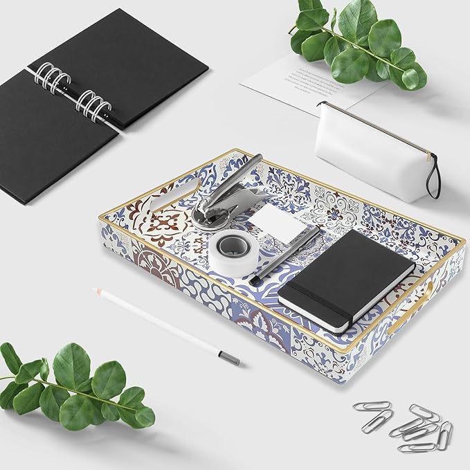 Spsyrine Bathroom Vanity Tray with Handles for Dresser Tops, Countertop, Perfume Decorative Tray, 11.8â * 7.87â *1.37â C1