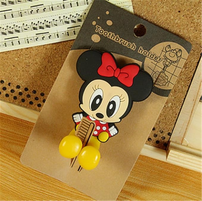 Mickey Minnie 2 pcs Set Toothbrush Holders with Suction Cup for Wall in Bathroom at Home RV Camper Van