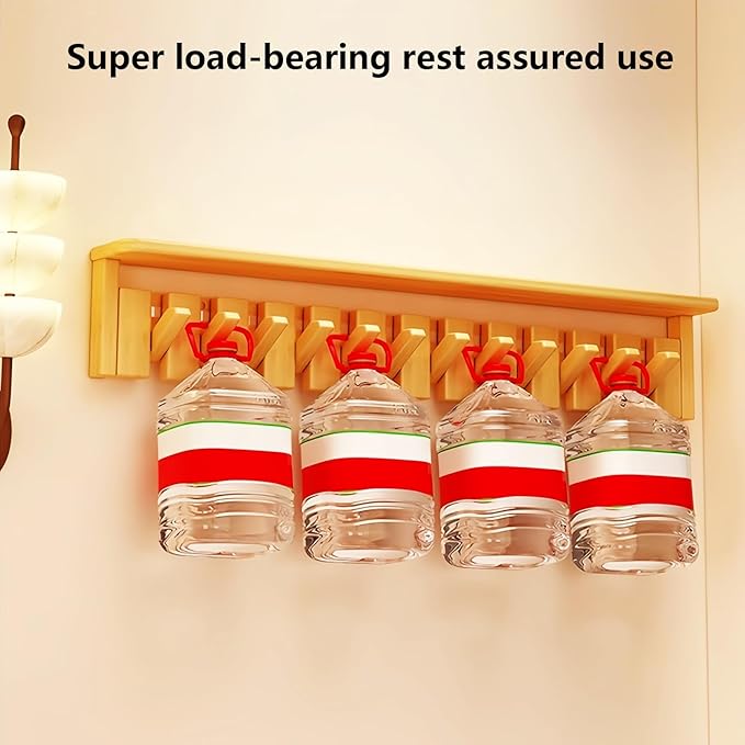 Wall Mounted Coat RackHooks Piano Key Hangers Natural Solid Wood Hanger Non-Woven Fabric Clothes Hangers for Closet, Kitchen, Bedroom, Bathroom, Entryway (Tray-Walnut, 6 Hooks)