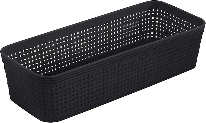 Simplify 5 Piece Organizing Set | Multiple Size Bins | Multipurpose | Office | Desk | Dorm | Bathroom | Storage Basket | Small Items | Accessories | Black