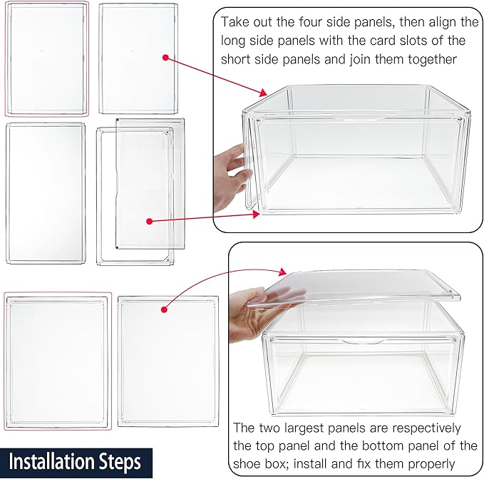 12 Pack Acrylic Sneakr Shoe Display Case, Size 12.5 Shoe Storage Boxes Clear Stackable Purse Handbag Organizer Under Bed Storage Bins with Magnetic Lids