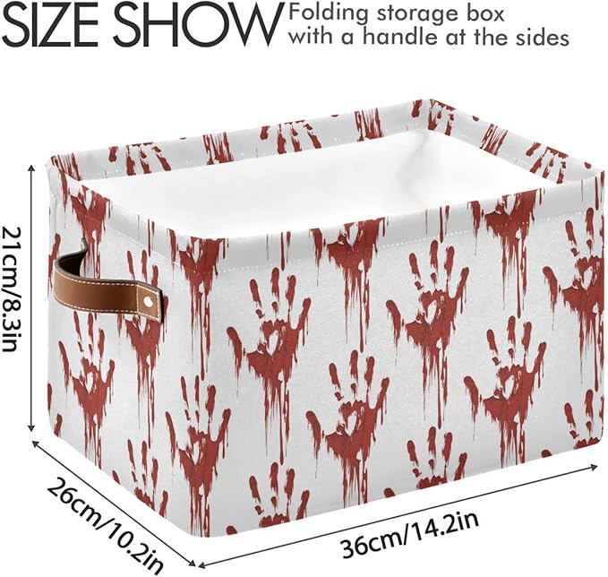 Bolaz Large Storage Basket Halloween Scary Bloody Zombie Foldable Storage Box Organizer Bins with Handles for Bedroom Home Office