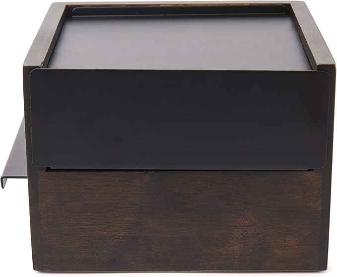 Umbra Mini Stowit Jewelry Box - Modern Keepsake Storage Organizer with Hidden Compartment Drawers for Ring, Bracelet, Watch, Necklace, Earrings, and Accessories, Black/Walnut