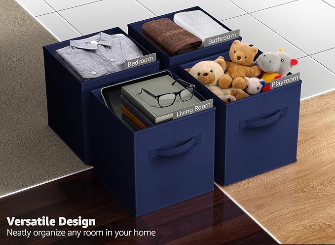 Sorbus Fabric Storage Cubes - 6 Foldable Storage Bins for Organizing Pantry, Cubbies, Toy Box - Clothes Storage & Closet Organizer - 13 Inch Collapsible Cube Baskets for Shelves with Handle