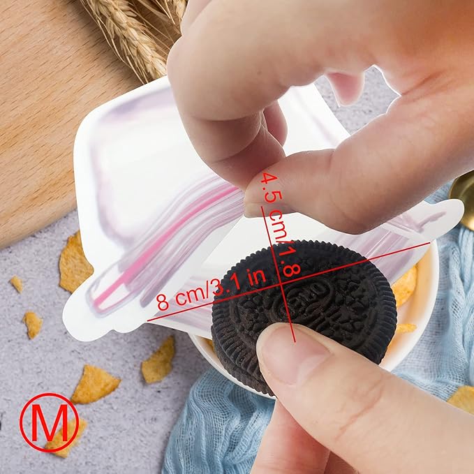 Enkrio 18Pcs Mason Jar Zipper Bags Resuable Snack Bags Portable Food Storage Snack Zipper Bags for Kitchen Travel Camping Picnic Organizer (18M)