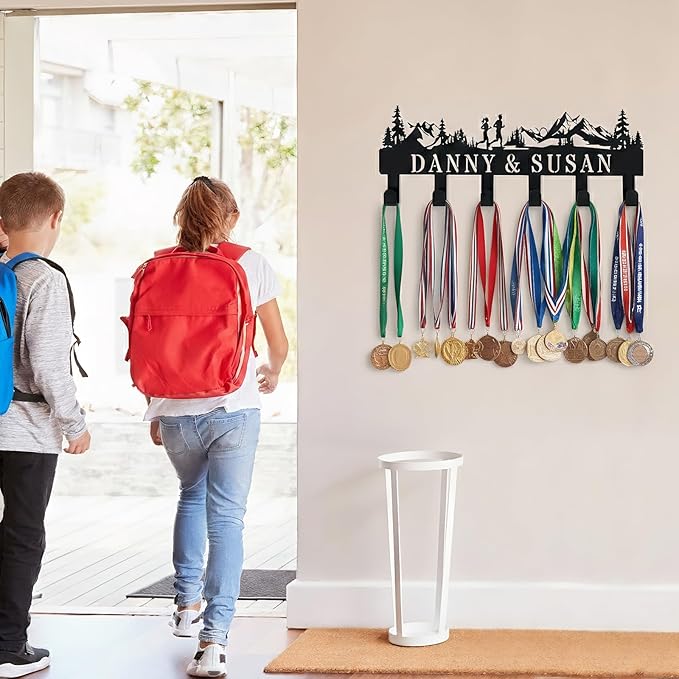 Personalized Metal Coat Hooks Wall Mount and Coat Rack Hanger for Hanging and Storage Ideal for Living Room, Hallway, Office, Backpack, Bags, Towel, Clothes and Hat(Sports)
