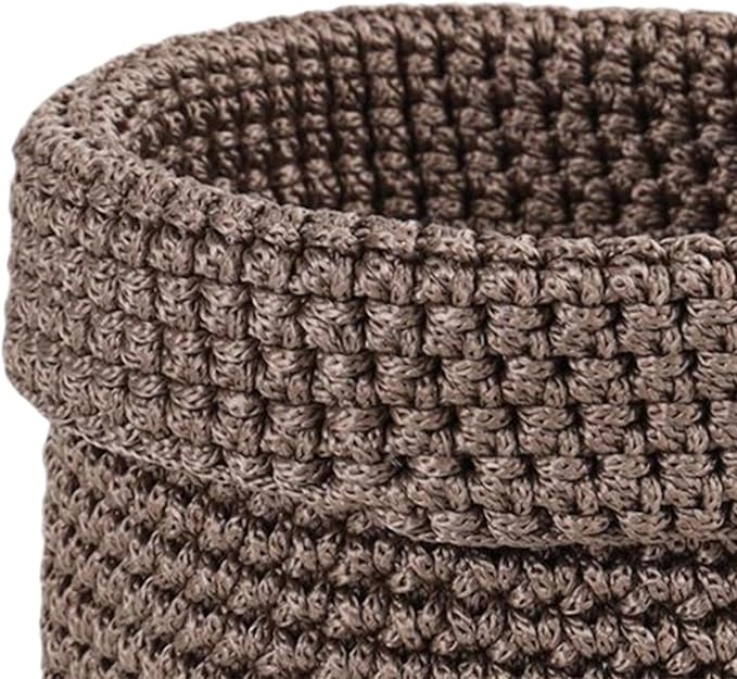 Set of 2 Woven Baskets for Storage and Organization on Vanity and Bathroom, Brown