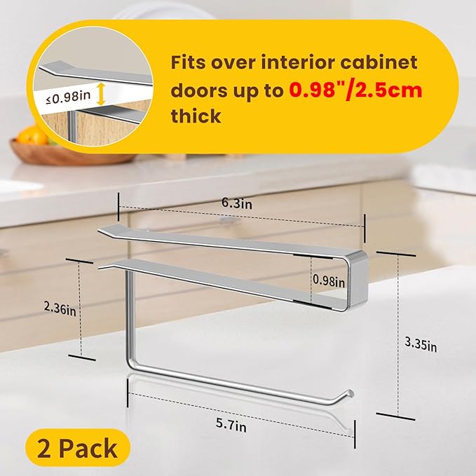 2 Pack Tumbler Lid Organizer, Under Cabinet Cup Lid Holder for Yeti Insulated Mug/Stanley Insulated Mug/Simple Modern Insulated Mug Lid, No Gluing, No Drilling, Up to 10 Lids (Stainless Steel)