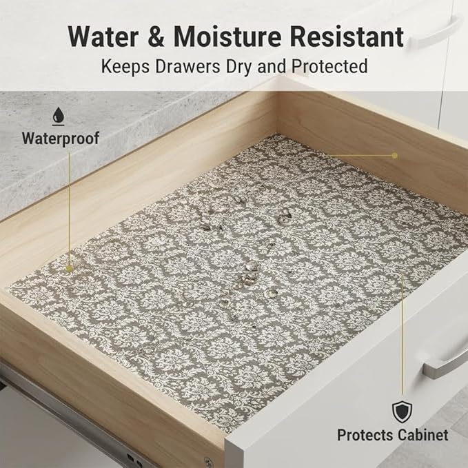 Coavas Extra Grip Thickened Shelf and Drawer Liner - Non-Adhesive Non-Slip Waterproof Mats for Kitchen Cabinets, Drawers, Shelves, Dresser & Cupboard, Easy Cut DIY (Beige Cream, 12IN x 10FT)