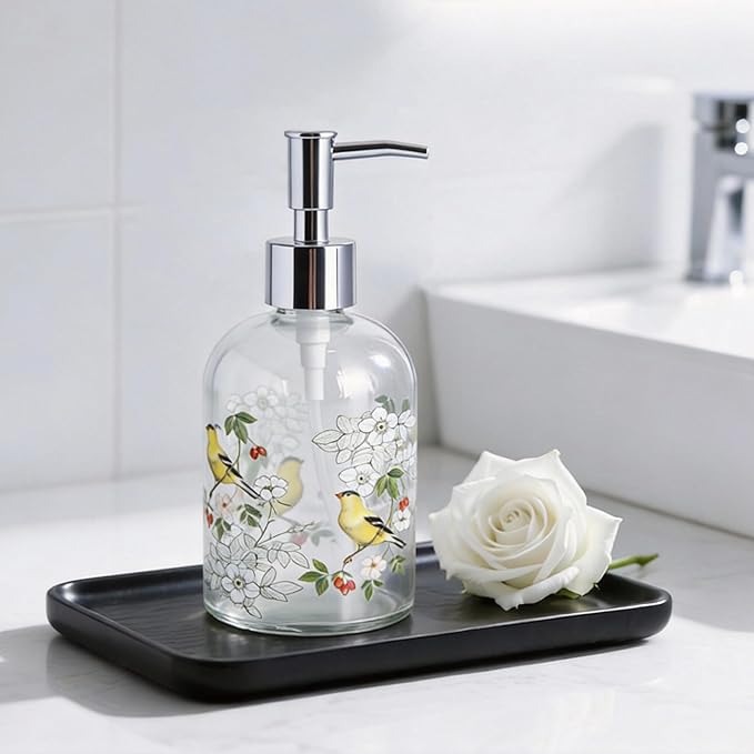 Topadorn 17oz Glass Soap Dispenser with Plastic Pump for Kitchen and Bathroom, Refillable Clear Bottle for Dish Soap & Hand Soap