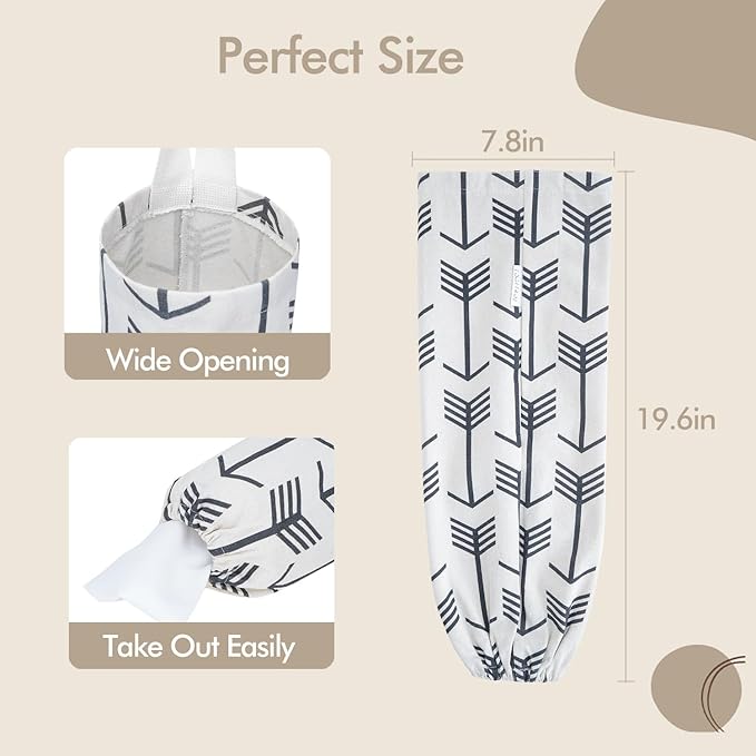 TOGETRUE Plastic Bag Holder, Washable Grocery Wall Mount Organizer, Large Trash Storage Dispenser, Shopping Garbage Bags Carrier for Home, Kitchen, Travelling (White) (TTPHB001)