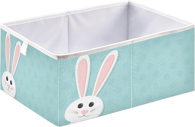 Bolaz Blue Easter Rabbit Closet Organizers Storage Cubes Storage Bins Shelf Baskets Containers for Home Room Office,Square