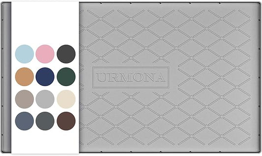URMONA 37" x 22" Waterproof Silicone Mat in Multiple Sizes & Colors, Under Sink Mat for Kitchen & Bathroom, Pet Food Pad for Dogs & Cats, Kitchen Cabinet Liner, Multi-Purpose for Storage(Light Grey)
