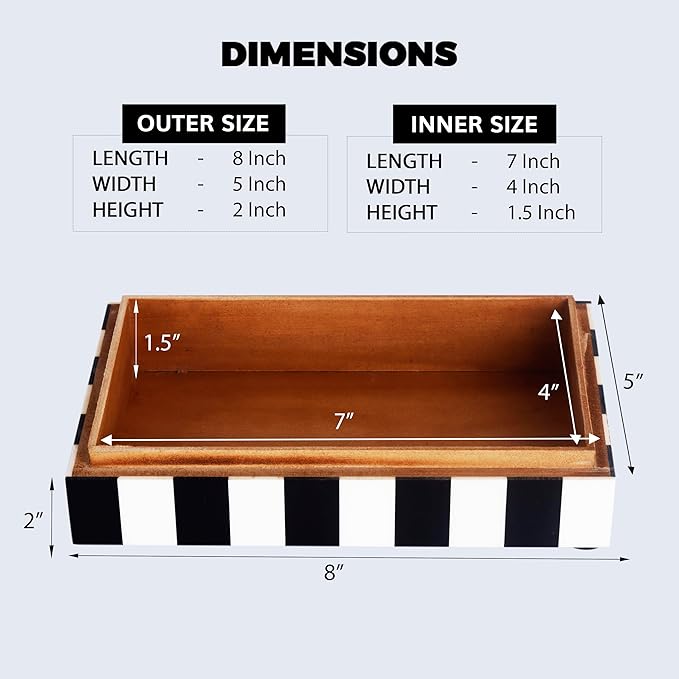 Handicrafts Home Small Decorative Storage Box with Lid – Black and White Keepsake Box, Decorative Trinket Box for Jewelry, Desk Organizer, Coffee Table & Shelf Decor – Puzzle Check 8 x 5 x 2