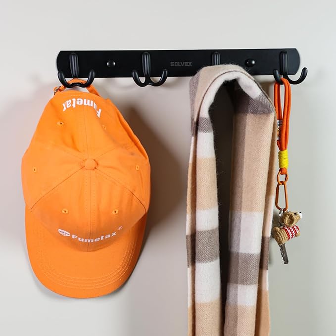 SOLVEX Coat Rack Wall Mount,2 Pack Coat Hooks Wall Mount, Hat Rack Key Holder Bag Hanger for Wall,Wall Hooks for Hanging,Purse Hanger Towel Hooks for Bathroom SP-60302-N
