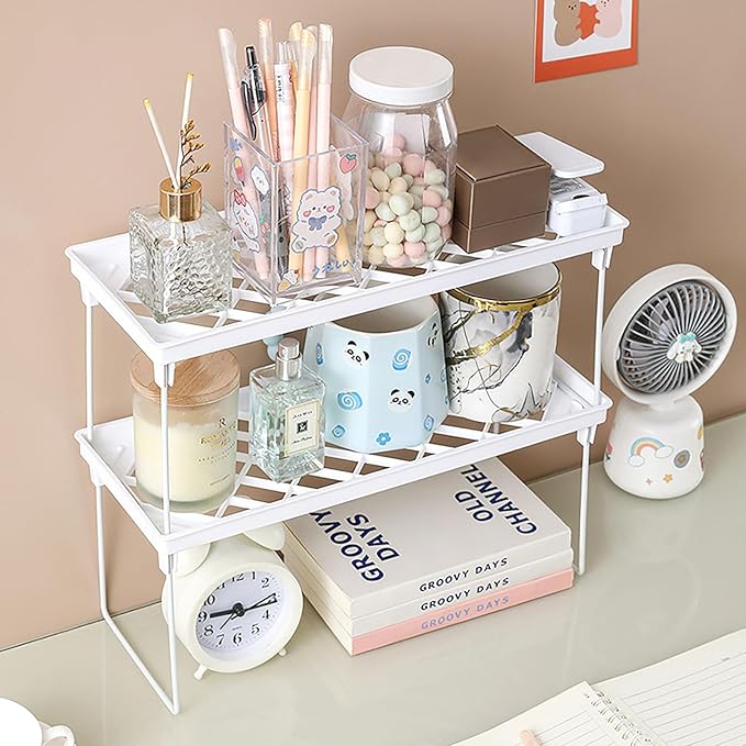 2 Pack Storage Rack, White Leakage Shelf for Placing Cups, Tissue, Seasoning (small)