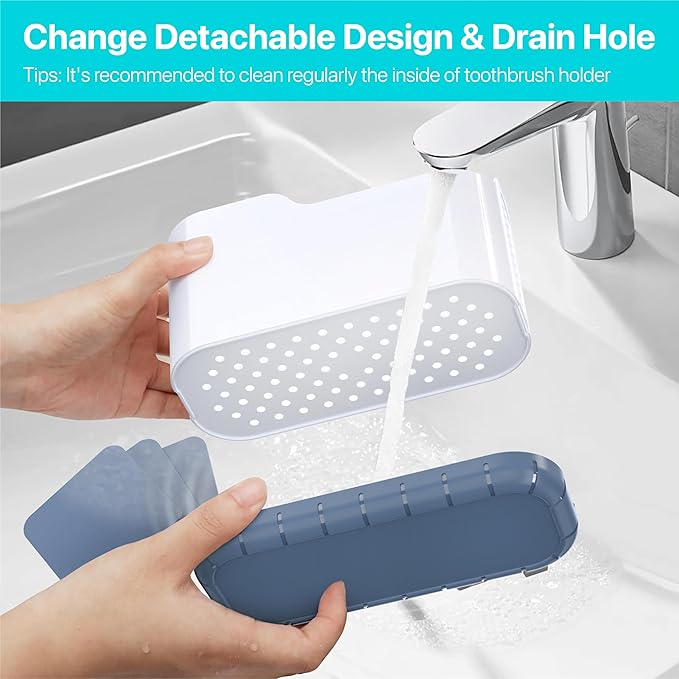 Toothbrush Holders for bathrooms, Tooth Brush Holder, Soap Dispenser with Toothpaste and Toothbrush Organizers, 2 in 1 Bathroom Countertop Organizer Set