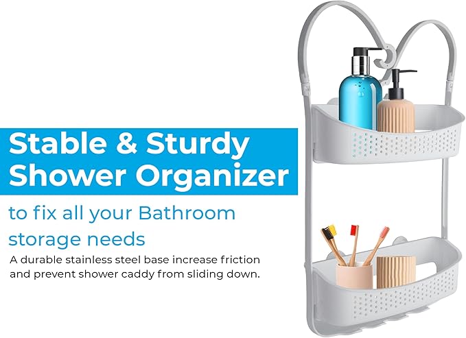 Blue Canyon Shower Caddy Double Hanging White