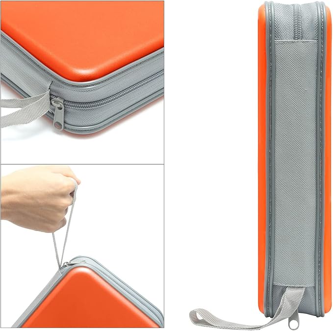 CD Case, DVD Case Holder 96 Capacity Hard Plastic CD DVD Disc Cases Storage Binder Wallet for Car Home Office Travel (Orange)