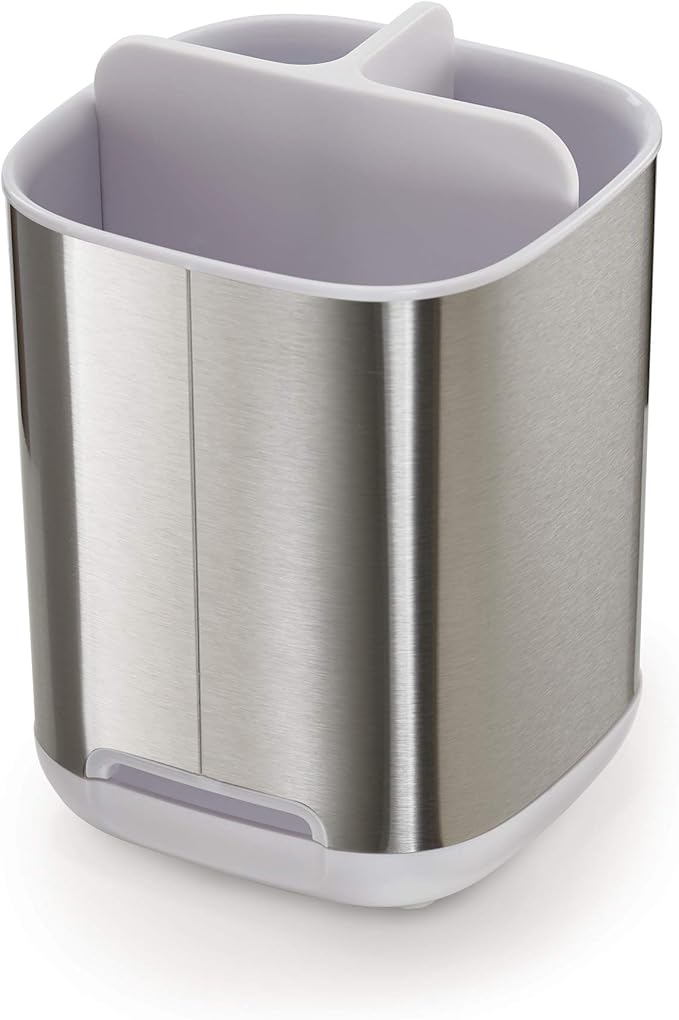 Joseph Joseph EasyStore Stainless-Steel Toothbrush Holder Bathroom Storage Countertop Organizer Caddy, Small