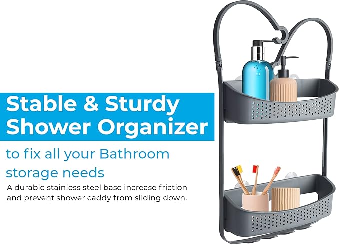 Blue Canyon Shower Caddy Double Hanging Grey