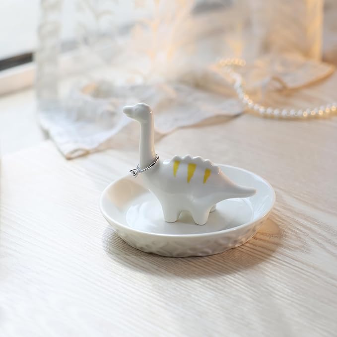 HOME SMILE Cute Dinosaur Ring Holder for Jewelry, Christmas Thanksgiving Day Birthday Gifts for Women Girls