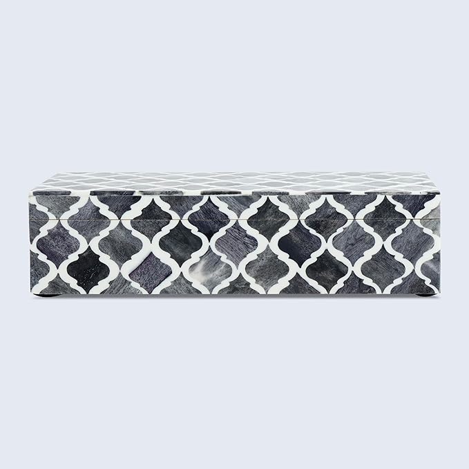Handicrafts Home Decorative Storage Box 10x4.5 – Remote Control Holder, Jewelry Organizer, Modern Decorative Box with Lid, Boho Chic Home Décor Accent, Vintage Memory Box for Living Room Shelf Décor