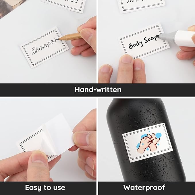 Segbeauty Self-Adhesive Waterproof Labels, 36-Pack Bathroom & Laundry Labels, Removable, DIY Blank Stickers for Plastic, Glass, Travel Bottles & Jars