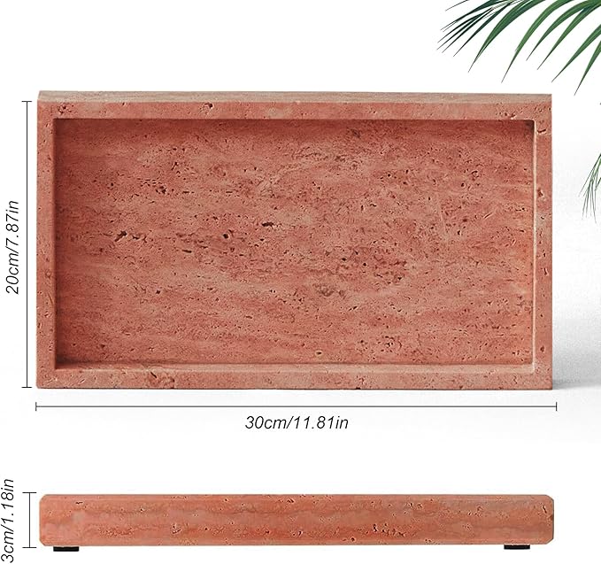 Natural Marble Tray, Stone Tray for Bedroom/Bathroom/Kitchen/Vanity Countertop, Jewelry Tray for Rings Earrings Necklace Bracelet Watch, Room Decor Aesthetic