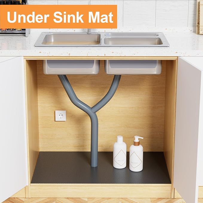FLPMIX Shelf Liner 23 inch Wide: Waterproof Kitchen Cabinet Liners for Under Sink - Non-Adhesive Easy to Cut Black Large Drawer Liner for Pantry Shelves 23" W x 300" L