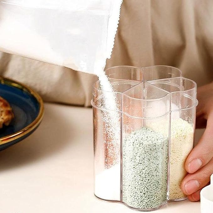 2 Pcs 5 in 1 Spice Containers, Multi-Spice Dispenser, Portable Travel Seasoning Condiment Containers, Salt Pepper Spice Shaker with Lid and Labels Clear Container Jars