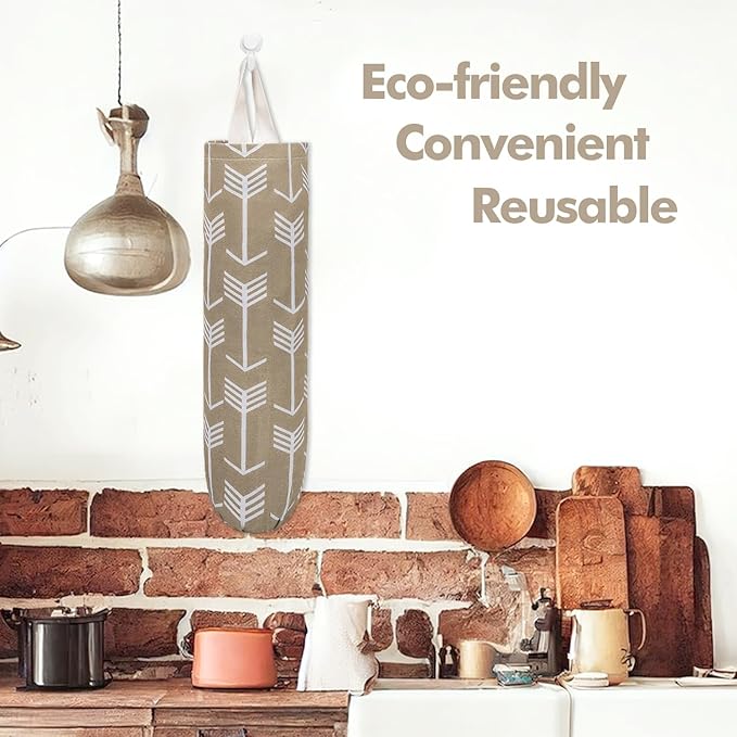 TOGETRUE Plastic Bag Holder, Washable Grocery Bag Holder Organizer, Large Wall Mount Trash Storage Dispenser for Home, Kitchen, Travelling (Khaki)