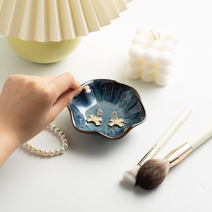 Ceramic Trinket Dish, Ring Tray, Decorative Jewelry Dish for Earrings Necklaces Watch Keys, for Women
