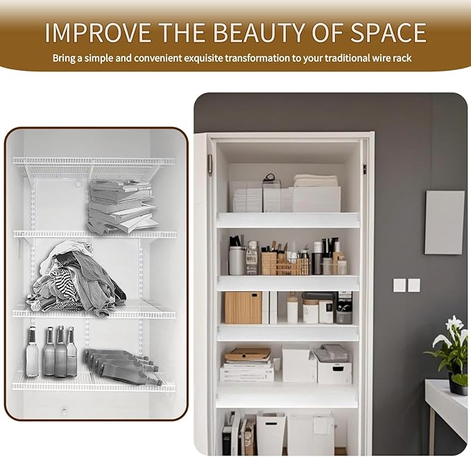 Wire Shelf Cover, Wire Rack Covers for Pantry,4 Pcs PVC Wood-Look Faux Wood Shelf Liners,33x16 Inch,0.24inch Thick for Home and Kitchen Organization