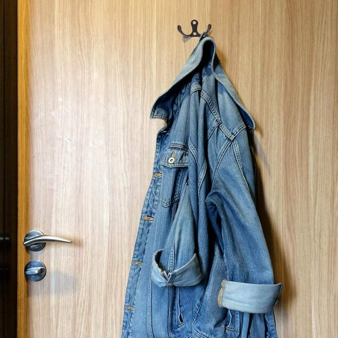 10 Pack Wall Hooks Coat Hooks, Towel Hook Double Prong Robe Hanger Wall Mounted Coat Rack Retro Utility Hooks for Hanging Towels Clothes Robes Bag Key Cup Hat, Zinc Alloy, Bronze