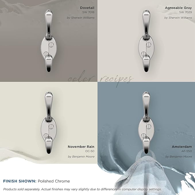Amerock H5545126 | Noble Double Prong Decorative Wall Hook | Polished Chrome Hook for Coats, Hats, Backpacks, Bags | Hooks for Bathroom, Bedroom, Closet, Entryway, Laundry Room, Office