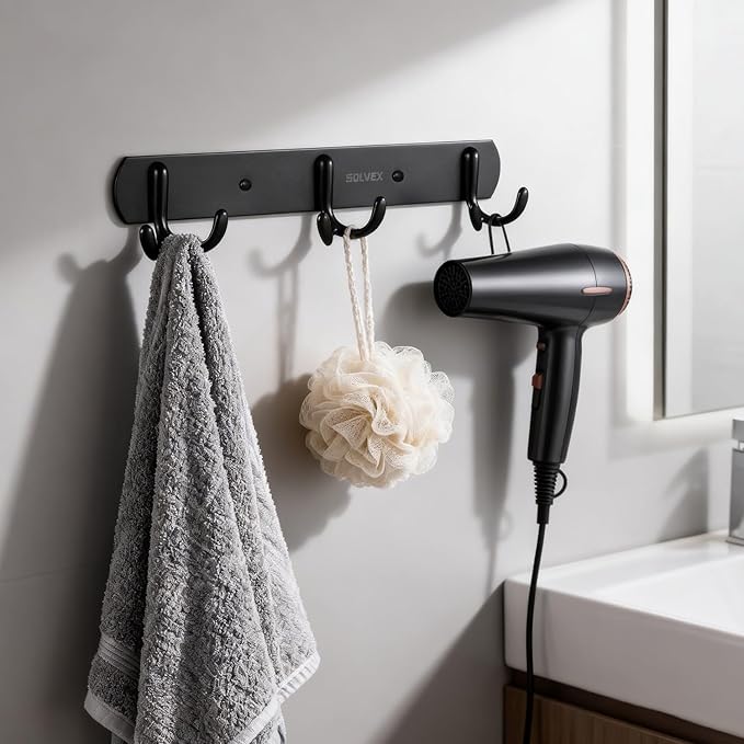SOLVEX Coat Rack Wall Mount,2 Pack Coat Hooks Wall Mount, Hat Rack Key Holder Bag Hanger for Wall,Wall Hooks for Hanging,Purse Hanger Towel Hooks for Bathroom SP-60301-N